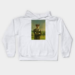 Victorian Stoat Gentleman Kids Hoodie